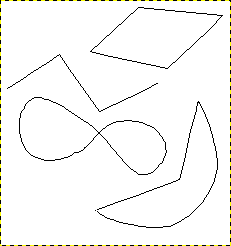 Beispielhafte Darstellungen von Pfaden in GIMP